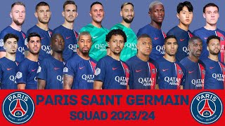 PARIS SAINTGERMAIN Squad Season 202324  PSG  FootWorld [upl. by Anelrad]