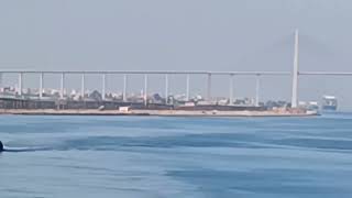 Gigantic Container Ship crossing to Suez Canal Bridge in Egypt  Cam Cruiser [upl. by Cart810]