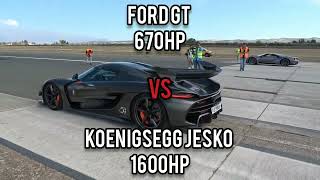 Ford GT Vs Koenigsegg Jesko  Drag Race 400Kmh koenigsegg dragrace [upl. by Feldt]