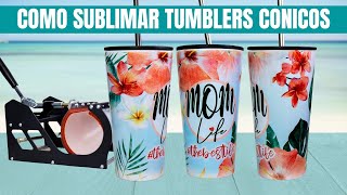 GUIA COMPLETA de Como Sublimar TUMBLERS o Termos CONICOS con Prensa Térmica Plantillas GRATIS [upl. by Glendon752]