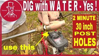 How to Set a Fence Post in Concrete  Dig a Post Hole with Pressure Washer [upl. by Aitnom]