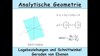 Lage von Gerade und Ebenen identisch echt parallel schneidend  Schnittwinkel [upl. by Notled]