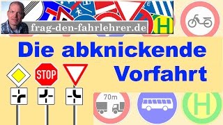 VORFAHRTSREGELN ERKLÄRT  ABKNICKENDE VORFAHRT THEORIE LERNEN FÜR DEN FÜHRERSCHEIN [upl. by Adnov]