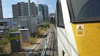 Open window view behind 90005 as it heads for Liverpool St on the 1P29 1030 from Norwich 24 July 18 [upl. by Gardener]