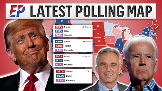 2024 Presidential Map Based on Latest Polls  Biden v Trump v RFK Jr [upl. by Nosnevets]