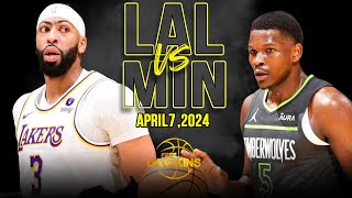 Los Angeles Lakers vs Minnesota Timberwolves Full Game Highlights  April 7 2024  FreeDawkins [upl. by Konstance]