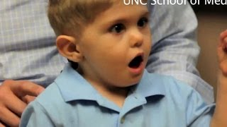 Toddler with cochlear implant says first words [upl. by Quinby]