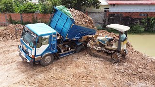 Wonderful dump truck overload working Great bulldozer amp dump trucks work as team to finish project [upl. by Ettesel872]