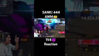 SANKI 444 AWM King 1V4😈 Gyan gaming reaction SANKI 444 AWM 1V4😈 shorts short shortfeed trending [upl. by Celina]