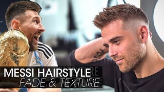 Messi hairstyle  Mens Short Fade amp Texture Haircut [upl. by Bartholomew]