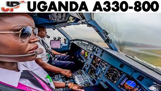 Uganda Airlines Airbus A330800neo Cockpit to Johannesburg [upl. by Kristoffer562]