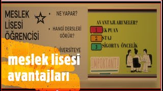 meslek lisesi avantajları nelerdirMeslek lisesi  tanıtımı staj sigorta maaş ek puan öncelik [upl. by Myrt]