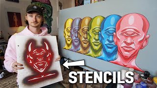 HOW TO MAKE STENCILS  EPIC MultiLayered Stencil Canvas Project [upl. by Ermeena]