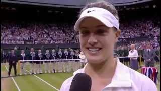 Eugenie Bouchard postmatch interview  Wimbledon 2014 [upl. by Oicirtap]