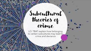 Lesson 7  Subcultural theories of crime [upl. by Nonregla114]