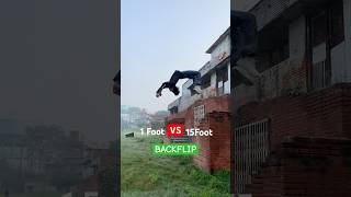 1Foot VS 15Foots BACKFLIP😨 parkour backflip flip [upl. by Nessa353]