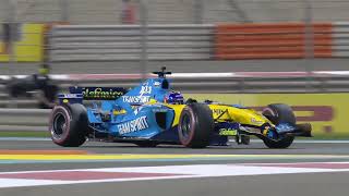 Alonso driving Renault R25 in Abu Dhabi 2020  V10 Sound   some reactions Hamilton Verstappen [upl. by Amada91]