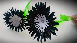 Beautiful Black and White Paper Flowers  Easy Paper Flower [upl. by Weissmann]