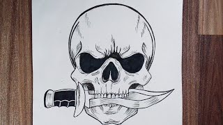 How To Draw Skull Tribal Tattoo [upl. by Trici]