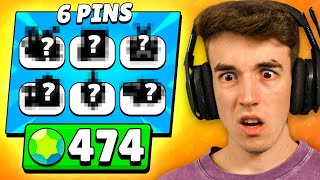 GASTO 474 GEMAS PARA COMPRAR 6 PINS en BRAWL STARS [upl. by Greer]