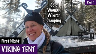 Viking Tent  Solo wdog Woman Winter Camping  Fire Steak Challenge Spirit Forest  S3 Ep2 [upl. by Bueschel]