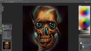 Skull tattoo digital painting [upl. by Hawker]