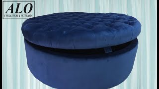 DIY  HOW TO UPHOLSTER A TUFTED STORAGE OTTOMAN  ALO Upholstery [upl. by Easlehc]