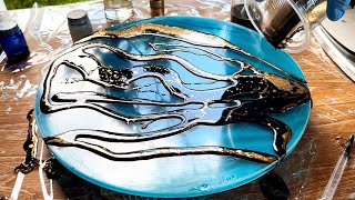 Resin Art Tutorial Amazing Epoxy Table The effect of silk in the resin [upl. by Adnaloj770]