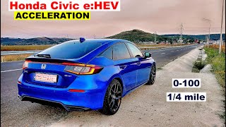 Honda Civic eHEV acceleration 0100 14 mile  2023  hybrid  liftback  GPS results [upl. by Dranek247]