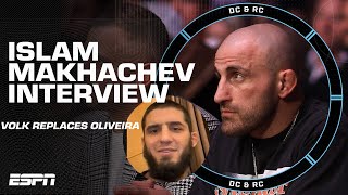 Islam Makhachevs reaction to Alexander Volkanovski replacing Charles Oliveira at UFC 294  DC amp RC [upl. by Yelnikcm]