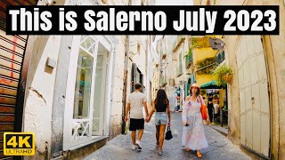 Salerno Italy 🇮🇹 Summer Walking Tour 2023  4K UHD [upl. by Sancha60]