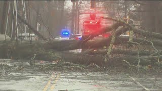 High winds cause severe storm damage in Massachusetts [upl. by Airet940]