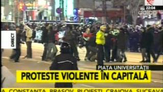 Proteste Violente in Bucuresti  Romania 14012012 1 [upl. by Laverna]