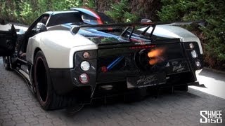 Pagani Zonda Cinque Roadster FLAMETHROWER [upl. by Ahseenak]