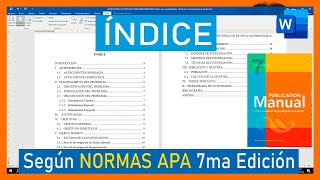 INDICE NORMAS APA 7ma Edición en DOCUMENTO de WORD [upl. by Huston279]