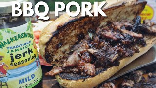 Weber kettle smoked  Jerk Pork Recipe with Walkerswood Jamaican Jerk Seasoning [upl. by Ellita]