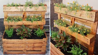 Creative way to Upcycle Pallets into flower planter box  DIY Garden ideas [upl. by Arocahs]