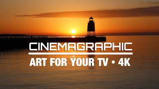 Lake Michigan Sunset  Cinemagraphic Art For Your TV  4Hr 4K [upl. by Ringe]