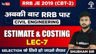 Lec07  Estimation amp Costing By Shubham Agarwal Sir  Civil Engg  RRB JE  Success Ease [upl. by Farra]