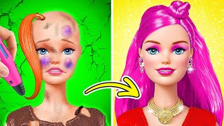 BARBIE SUJA SE TORNA LINDA 🎀 CABELO ROSA 💇‍♀️ DIVERSÃO EM TRANSFORMAÇÕES E TRUQUES PARA BONECAS [upl. by Danielle]