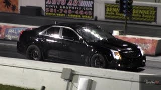 800 HP CTSV vs Nissan GTR Modded  14 mile Drag Race  Road Test TV ® [upl. by Adiela]