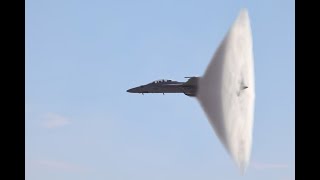 Navy FA18 Breaking The Sound Barrier Over Water [upl. by Eerized]