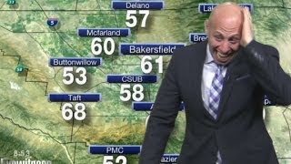 Weatherman spooked by spider [upl. by Eiralih]