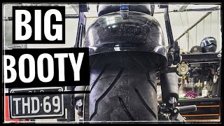 BIG TYRES ON HARLEY DAVIDSON WIDEGLIDE  FXDWG  200 REAR REVIEW [upl. by Azaria]