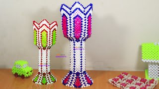 পুতির বড় ফুলদানি How to make beaded big flower vasepart2 Flower vase making putir fuldani [upl. by Ahsaela]