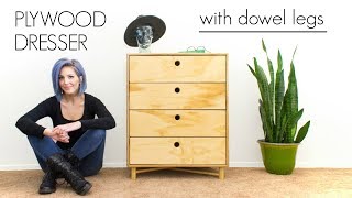 Plywood Dresser with Dowel Legs  How to Make [upl. by Adora839]