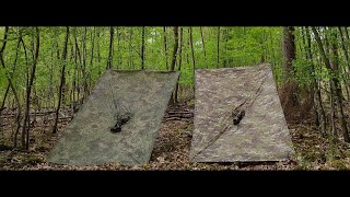 Multicam Tropic vs Pencott Wildwood Camo Test Demonstration Polyester Ripstop Fabric  poncho [upl. by Mide]