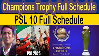 BREAKING ICC Champions Trophy 2025 FULL SCHEDULE  PSL 10 2025 Schedule  ICC Meeting Today Update [upl. by Haidabez]