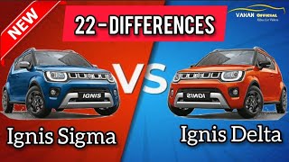 Ignis Sigma vs Delta 2021  Detailed Comparison of Base Models in Hindi  Vahan Official [upl. by Anilas]