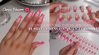 1 SHEIN PRESS ON NAILS TUTORIAL AT HOME 🌺  LONG LASTING PRESS ON NAILS  Affordable Nails AT HOME [upl. by Bresee]